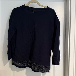 J crew Navy Sequin Hem Sweatshirt size M
